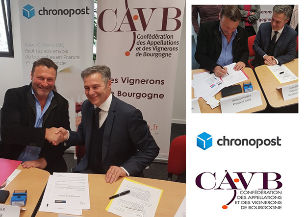 Photo avec, à gauche, Thiébault Huber, président de la CAVB, et à droite, Laurent Ferraris, directeur national des ventes Chronopost.
