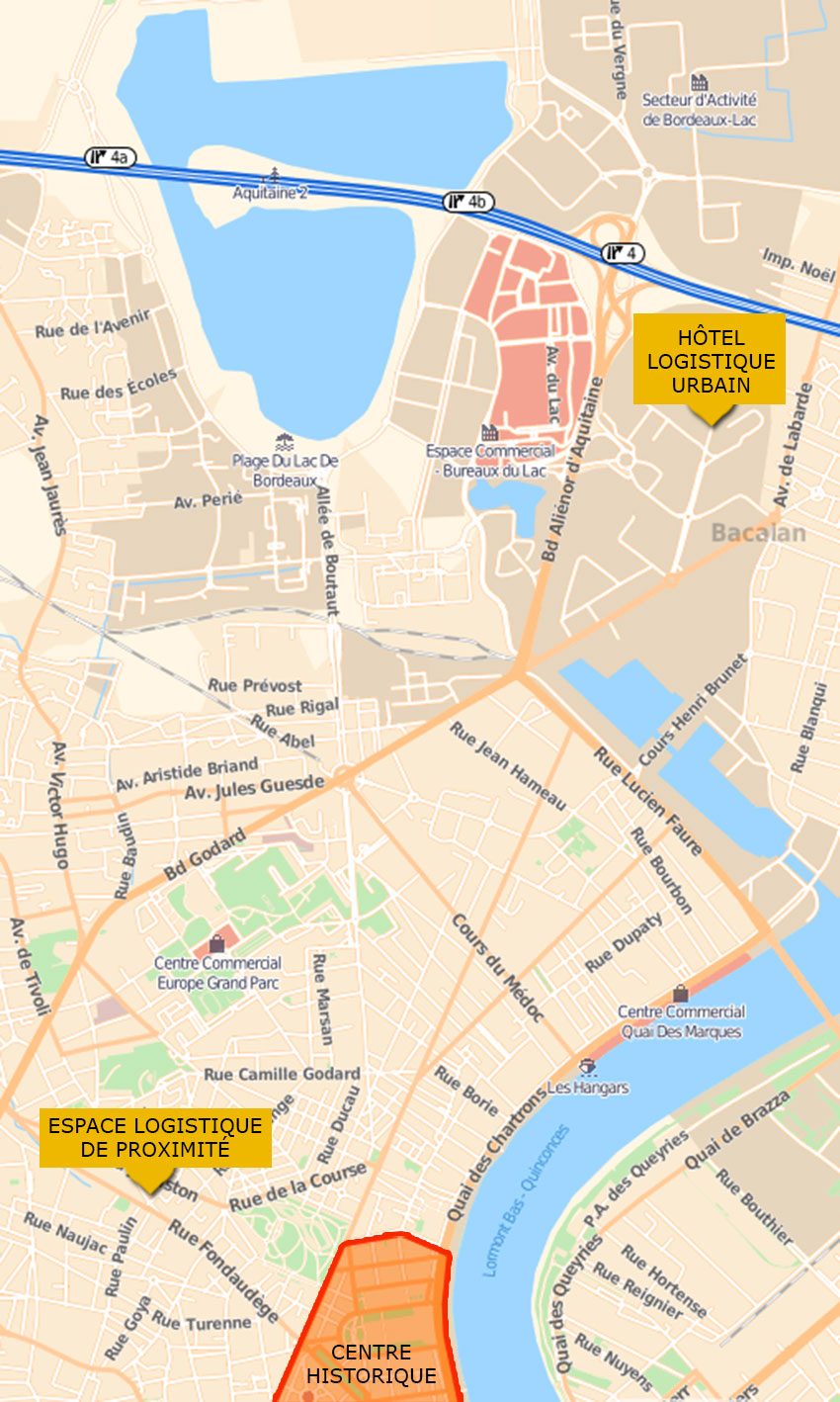 Plan de bordeaux avec la localisation du HLU