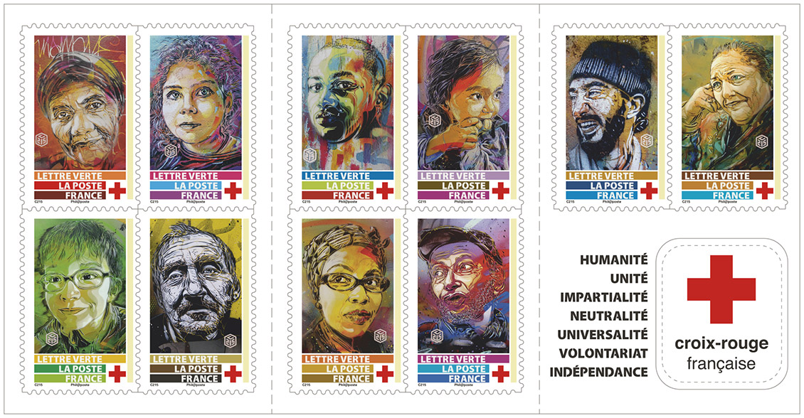 Visuel du carnet de 10 timbres Croix-Rouge 2019