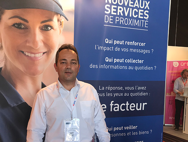 Christophe Rouesné, Sales Director at Docapost Localeo at the Le Groupe La Poste booth.