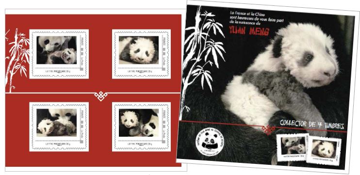Stamps showing panda Yuan MengStamps issued by La Poste showing the panda Yuan Meng to celebrate his birth in France
