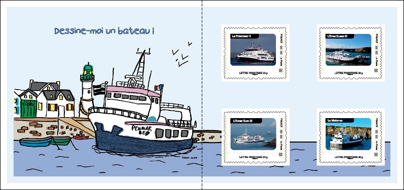 Le livret de 4 timbres créé par la Compagnie maritime Penn Ar Bed (Keolis maritime) grâce à la solution ID Timbres.