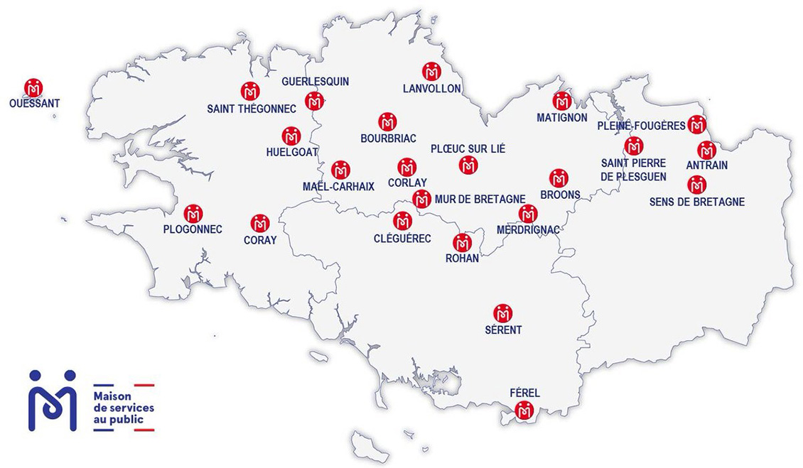 Carte des MSAP en Bretagne