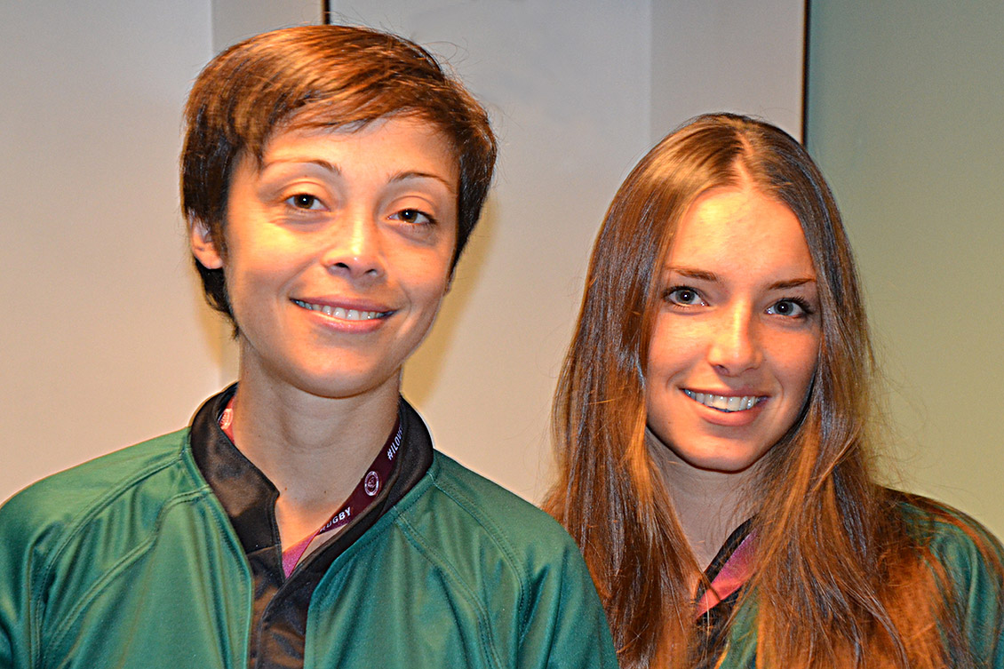 Lucie Laporte et Jade Izquierdo, arbitres, ont sifflé le coup d’envoi, le 28 octobre, de la rencontre Union Bordeaux-Bègles/Rugby Lyon.